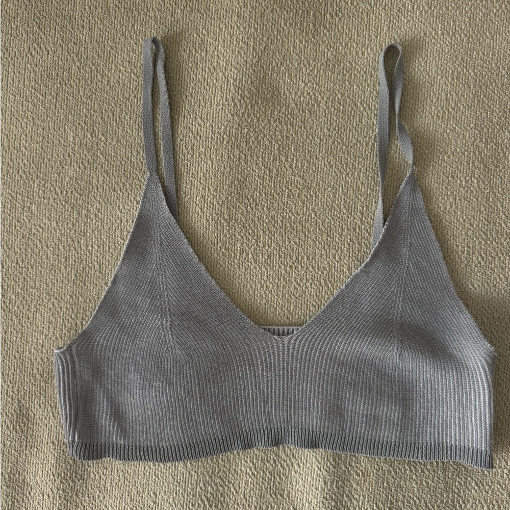 Jacquemus Charcoal Ribbed Bralette